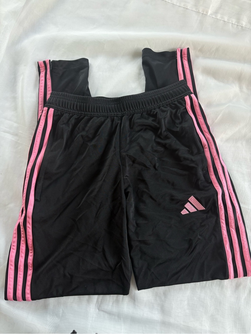 adidas Black Shorts with Pink Stripes and Logo